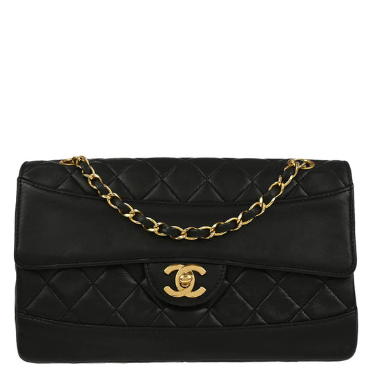 Chanel 1989-1991 Black Lambskin Shoulder Bag
