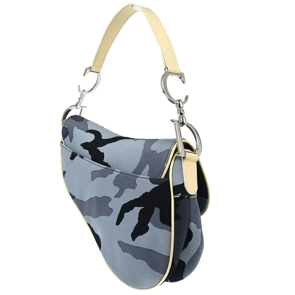 Christian Dior Blue Canvas Camouflage Saddle Handbag