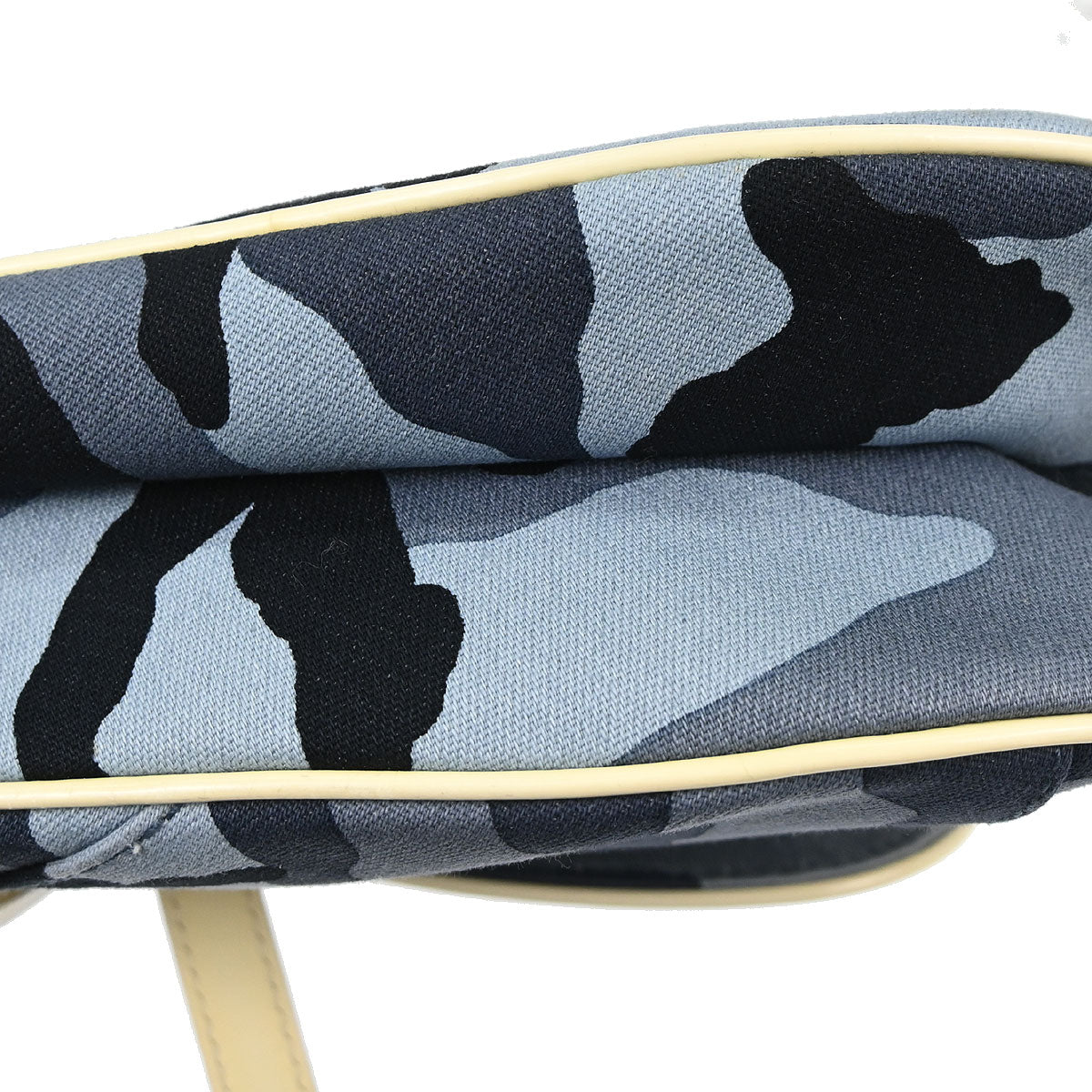 Christian Dior Blue Canvas Camouflage Saddle Handbag