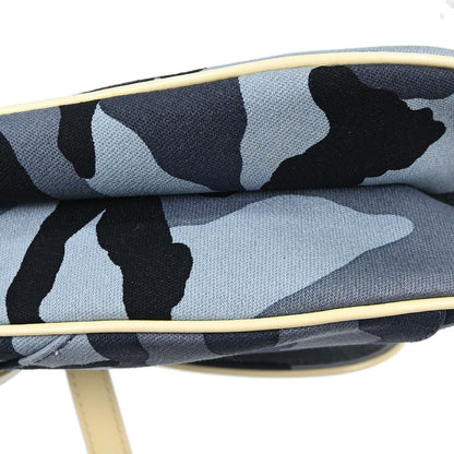 Christian Dior Blue Canvas Camouflage Saddle Handbag