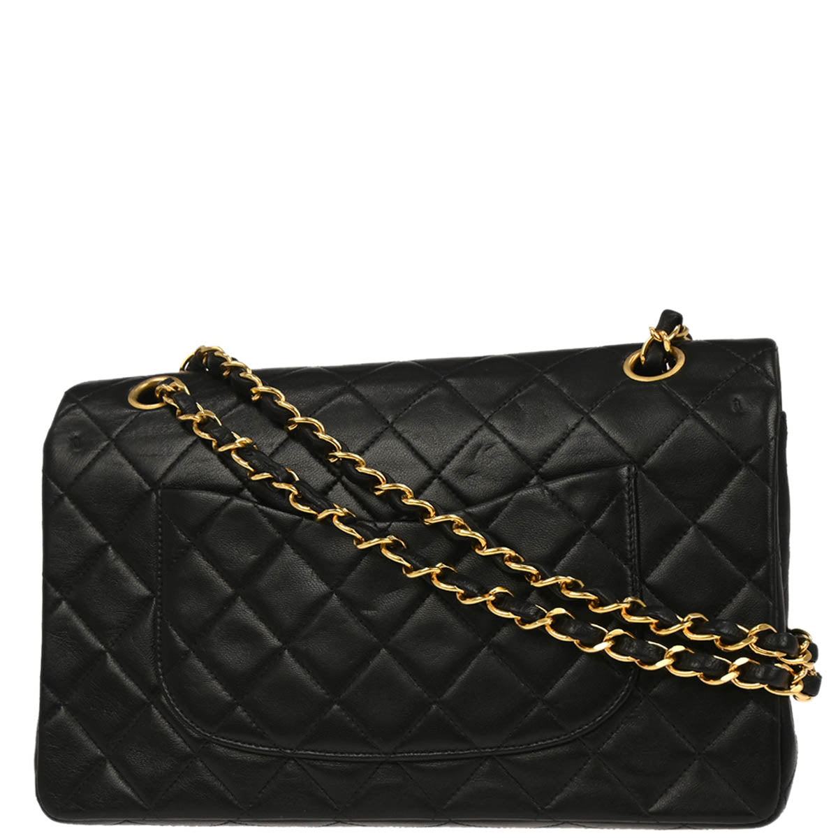 Chanel 1991-1994 Black Lambskin Medium Classic Double Flap Shoulder Bag