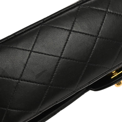 Chanel 1991-1994 Black Lambskin Medium Classic Double Flap Shoulder Bag