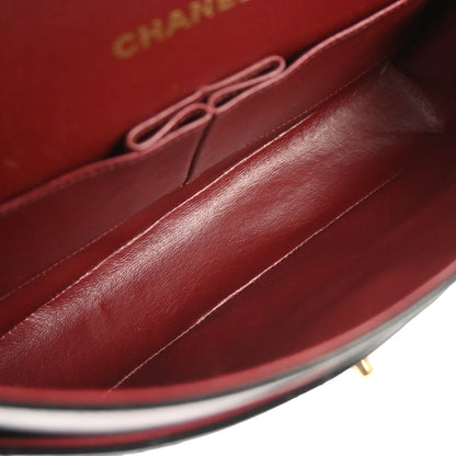 Chanel 1991-1994 Black Lambskin Medium Classic Double Flap Shoulder Bag