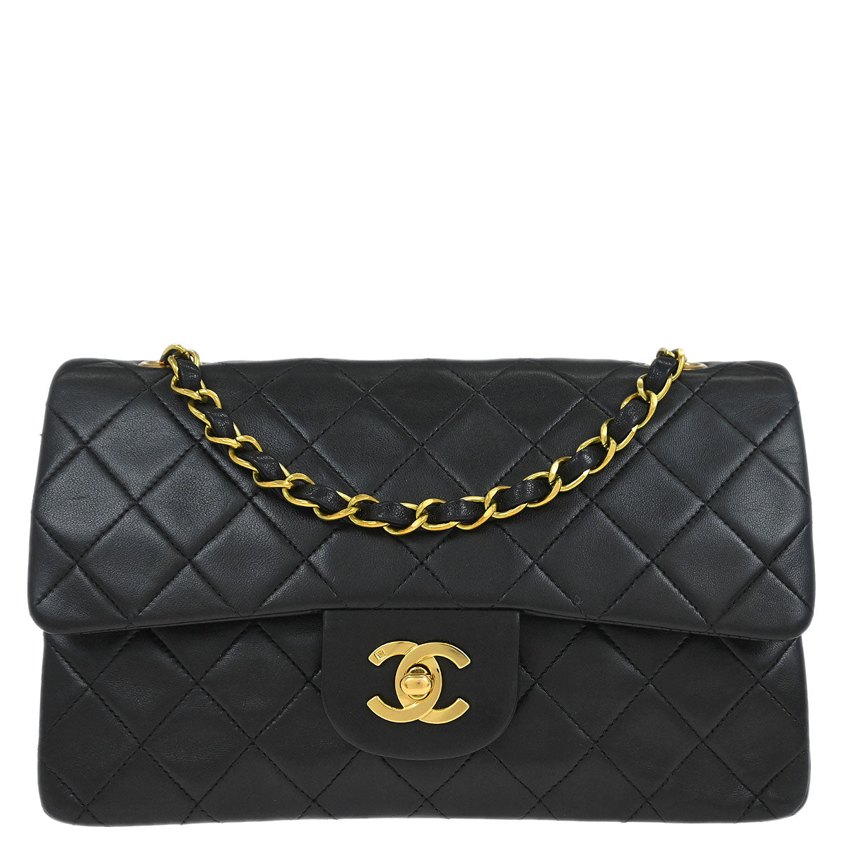Chanel Black Lambskin Small Classic Double Flap Shoulder Bag