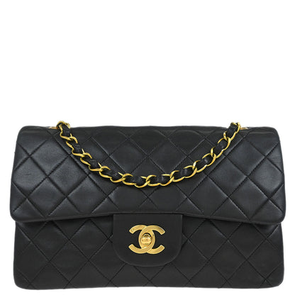 Chanel Black Lambskin Small Classic Double Flap Shoulder Bag