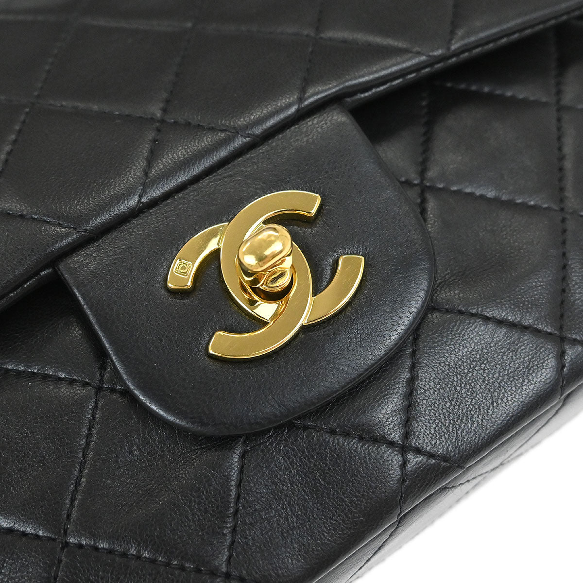Chanel Black Lambskin Small Classic Double Flap Shoulder Bag