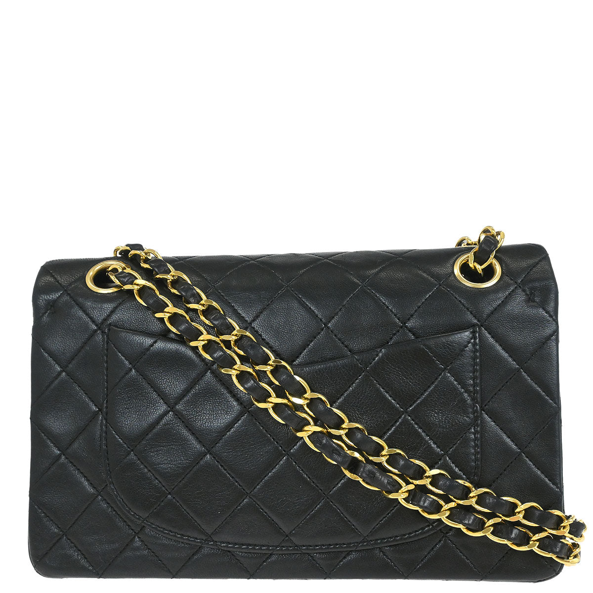 Chanel 1989-1991 Black Lambskin Small Classic Double Flap Shoulder Bag