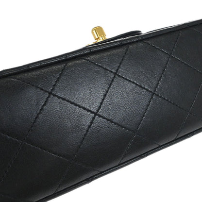 Chanel 1989-1991 Black Lambskin Small Classic Double Flap Shoulder Bag