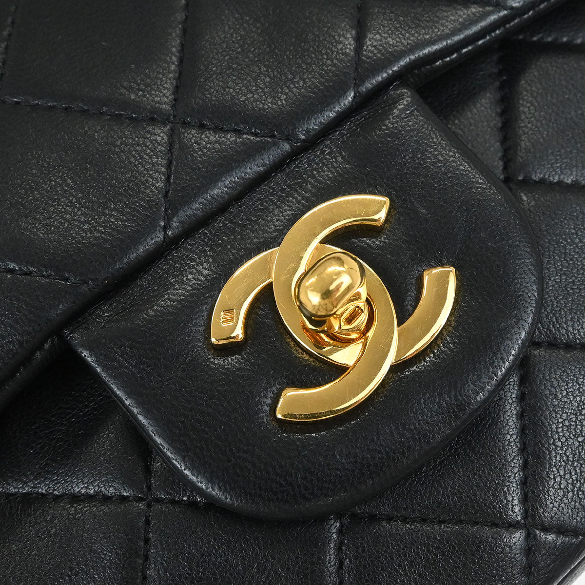 Chanel 1989-1991 Black Lambskin Small Classic Double Flap Shoulder Bag
