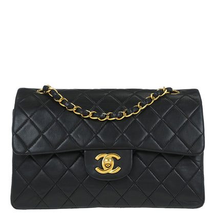 Chanel Black Lambskin Small Classic Double Flap Shoulder Bag