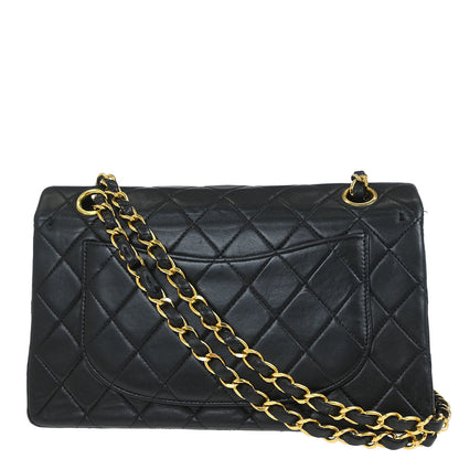 Chanel Black Lambskin Small Classic Double Flap Shoulder Bag