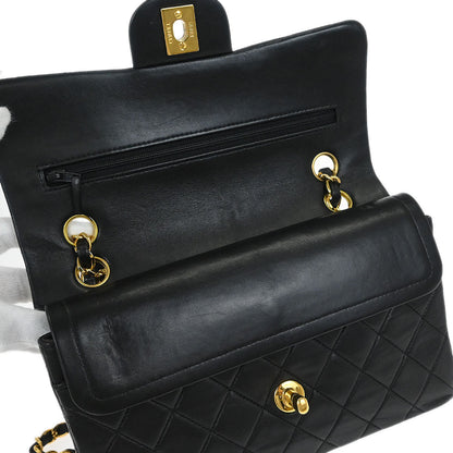 Chanel Black Lambskin Small Classic Double Flap Shoulder Bag
