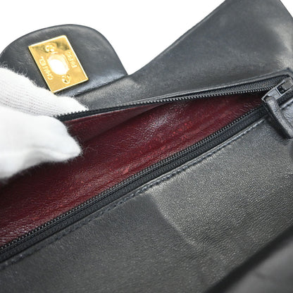 Chanel Black Lambskin Small Classic Double Flap Shoulder Bag