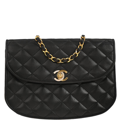 Chanel 1994-1996 Black Lambskin Paris Shoulder Bag