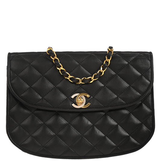 Chanel 1994-1996 Black Lambskin Paris Shoulder Bag