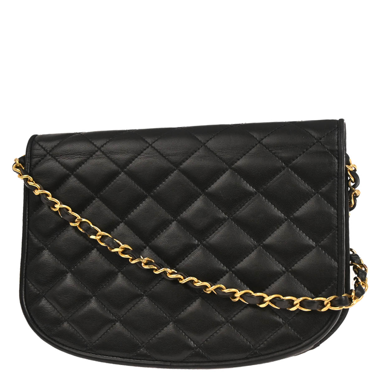 Chanel 1994-1996 Black Lambskin Paris Shoulder Bag