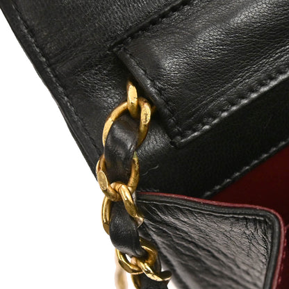 Chanel 1994-1996 Black Lambskin Paris Shoulder Bag