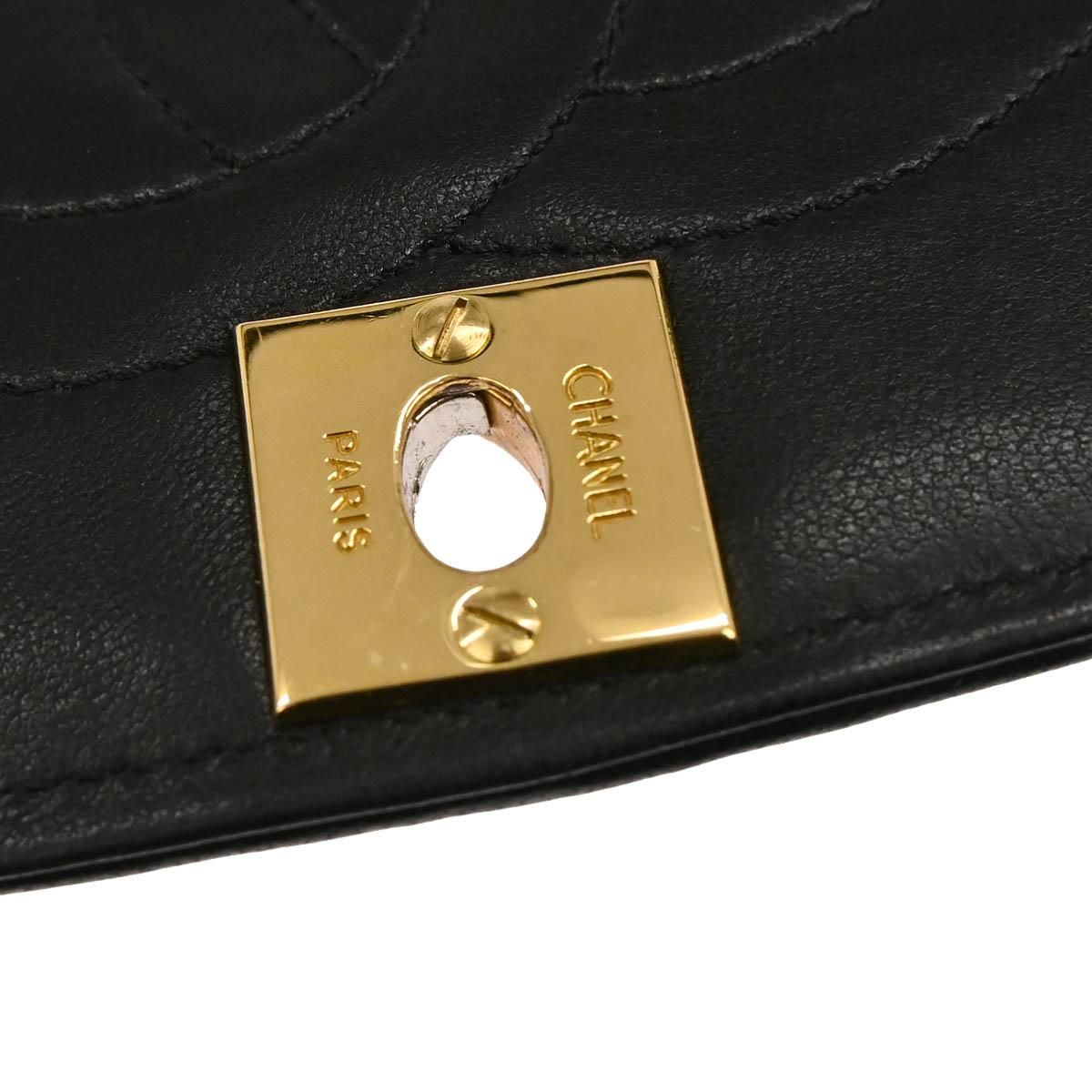 Chanel 1994-1996 Black Lambskin Paris Shoulder Bag