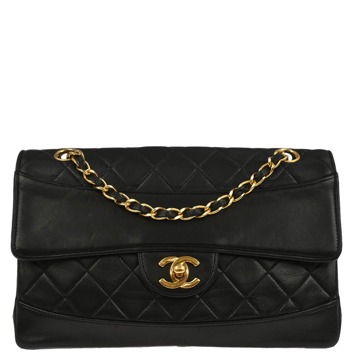 Chanel 1989-1991 Black Lambskin Shoulder Bag