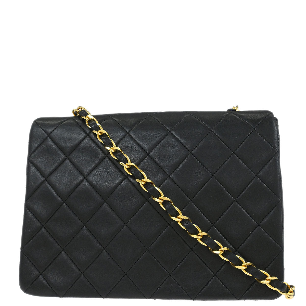 Chanel Black Lambskin Classic Square Flap Shoulder Bag 20