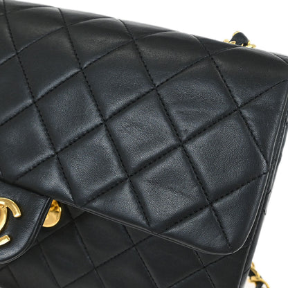 Chanel Black Lambskin Classic Square Flap Shoulder Bag 20