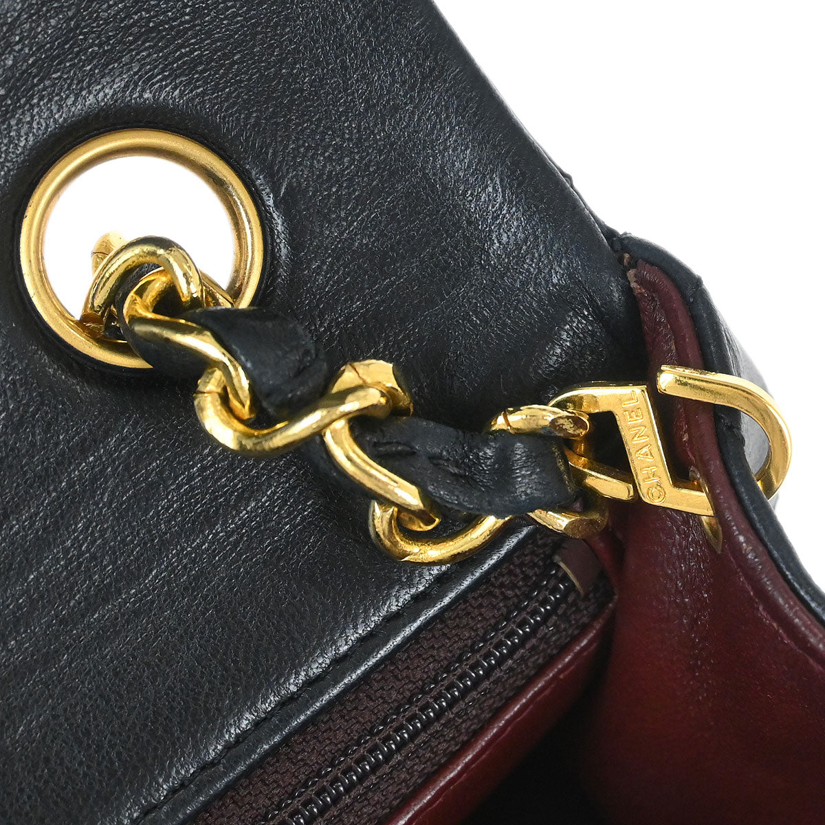 Chanel Black Lambskin Classic Square Flap Shoulder Bag 20