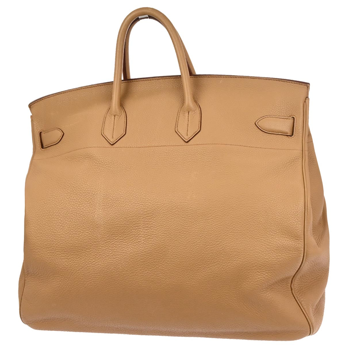 Hermes Tabac Camel Taurillon Clemence Haut a Courroies 50 Handbag