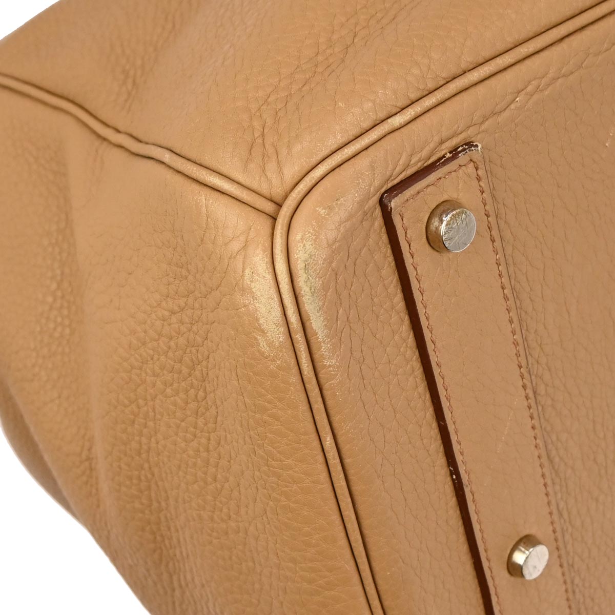 Hermes Tabac Camel Taurillon Clemence Haut a Courroies 50 Handbag