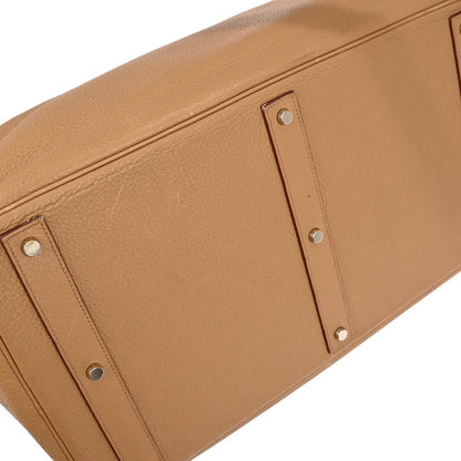 Hermes Tabac Camel Taurillon Clemence Haut a Courroies 50 Handbag