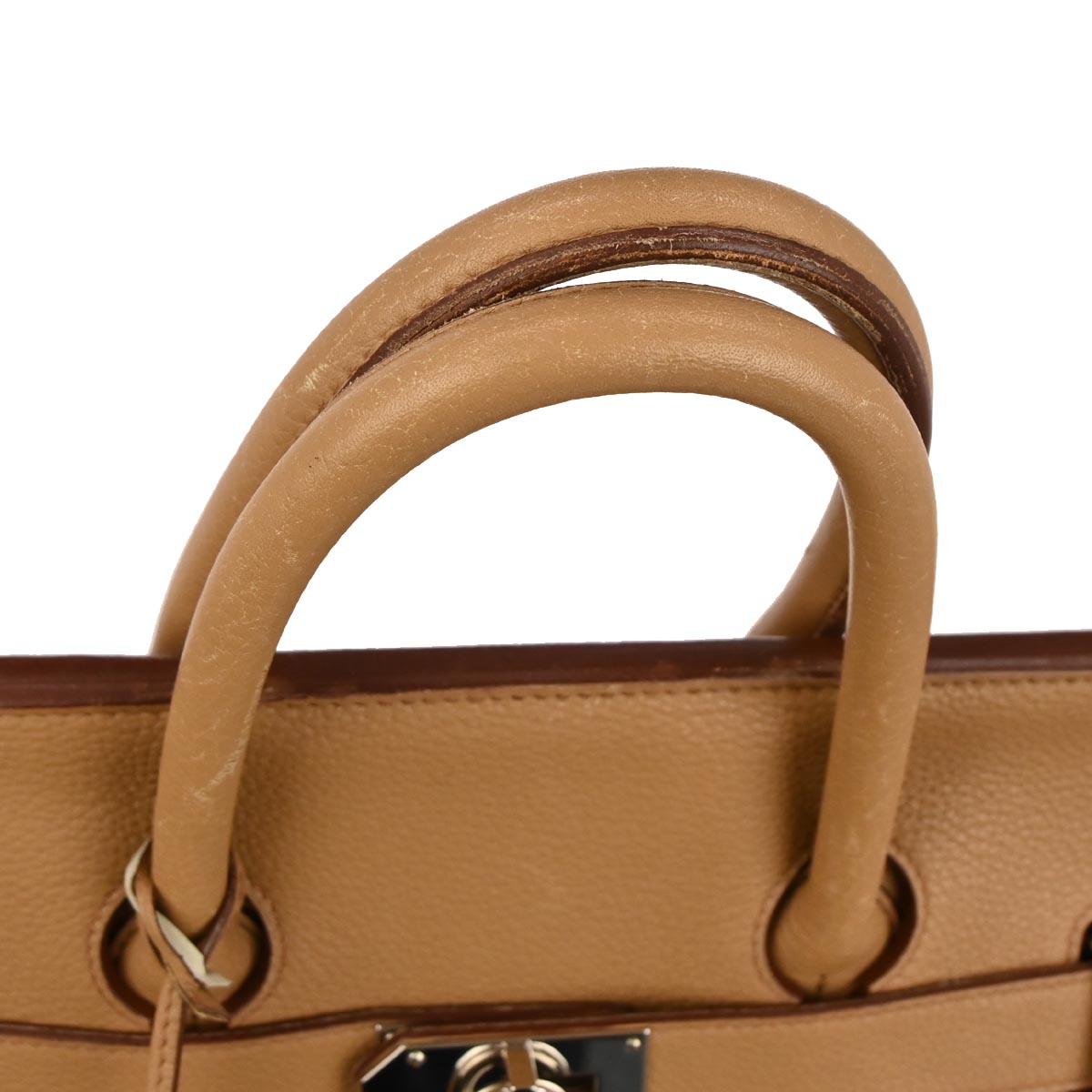 Hermes Tabac Camel Taurillon Clemence Haut a Courroies 50 Handbag