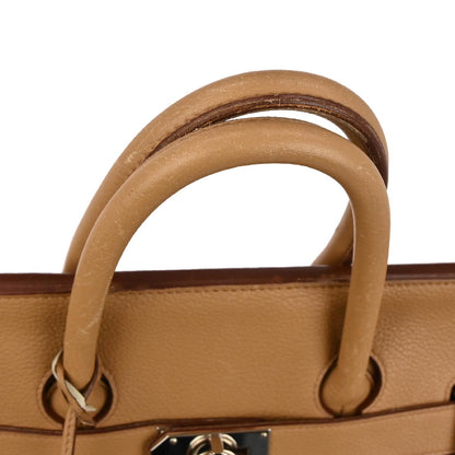 Hermes Tabac Camel Taurillon Clemence Haut a Courroies 50 Handbag
