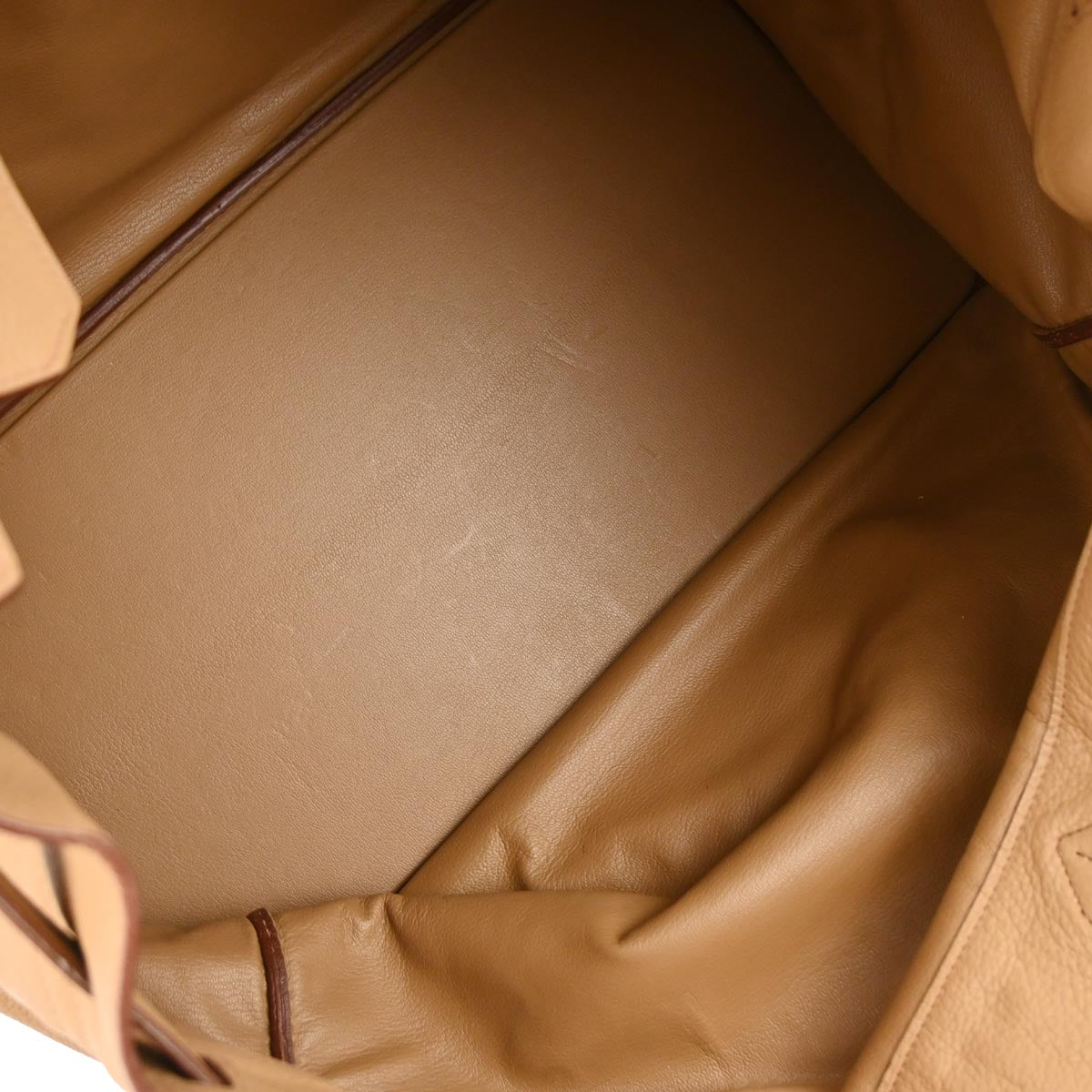 Hermes Tabac Camel Taurillon Clemence Haut a Courroies 50 Handbag