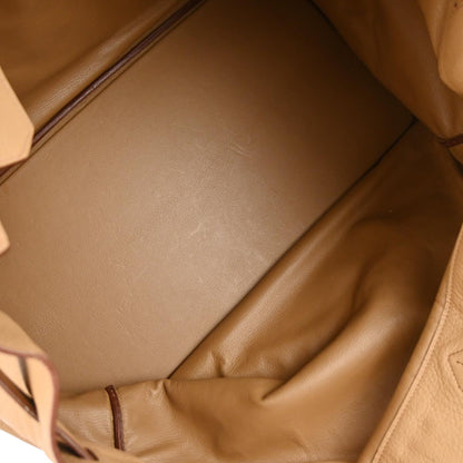 Hermes Tabac Camel Taurillon Clemence Haut a Courroies 50 Handbag