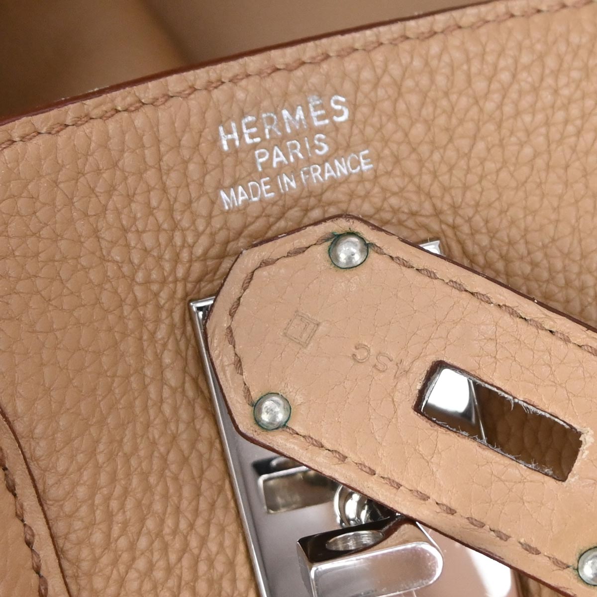 Hermes Tabac Camel Taurillon Clemence Haut a Courroies 50 Handbag