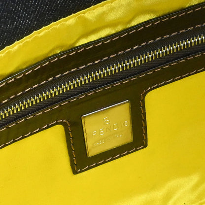 Fendi Navy Denim Beaded Baguette Handbag