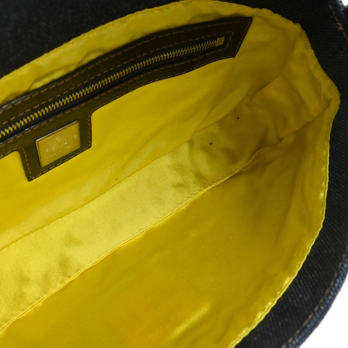 Fendi Navy Denim Beaded Baguette Handbag