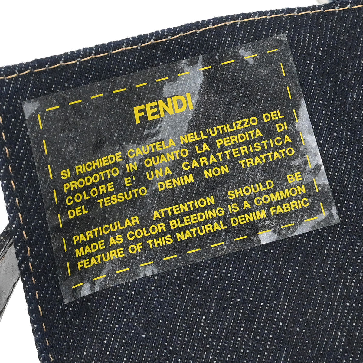 Fendi Navy Denim Beaded Baguette Handbag