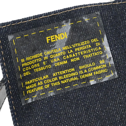 Fendi Navy Denim Beaded Baguette Handbag