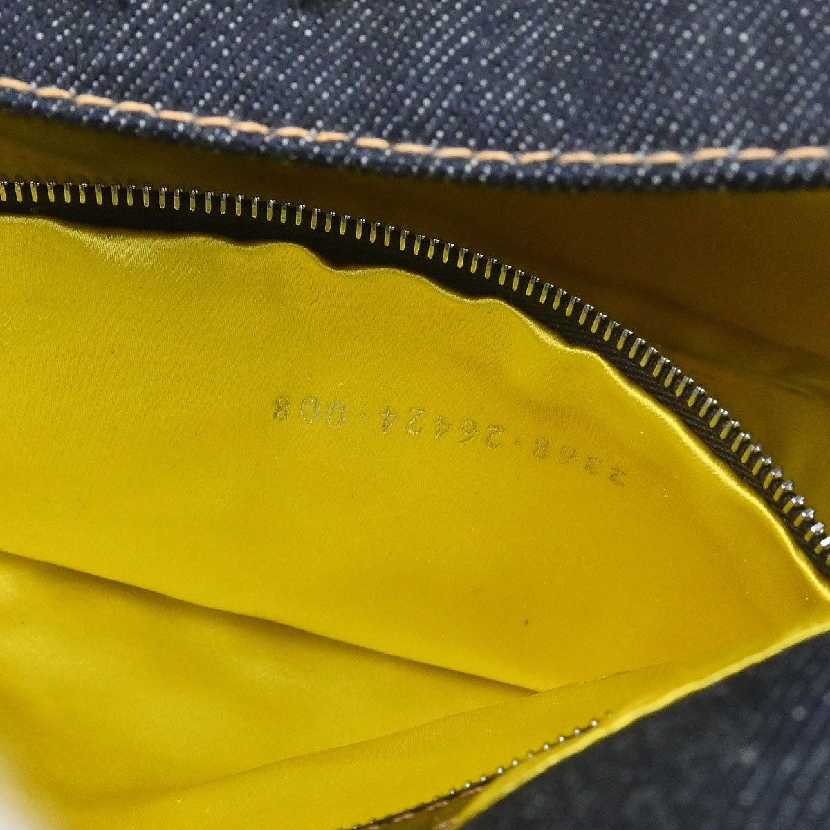 Fendi Navy Denim Beaded Baguette Handbag