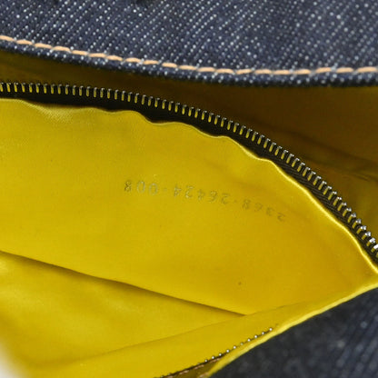 Fendi Navy Denim Beaded Baguette Handbag