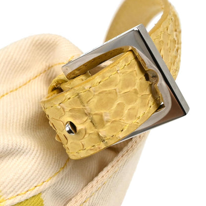 Fendi * White Canvas Python Beads Baguette Handbag