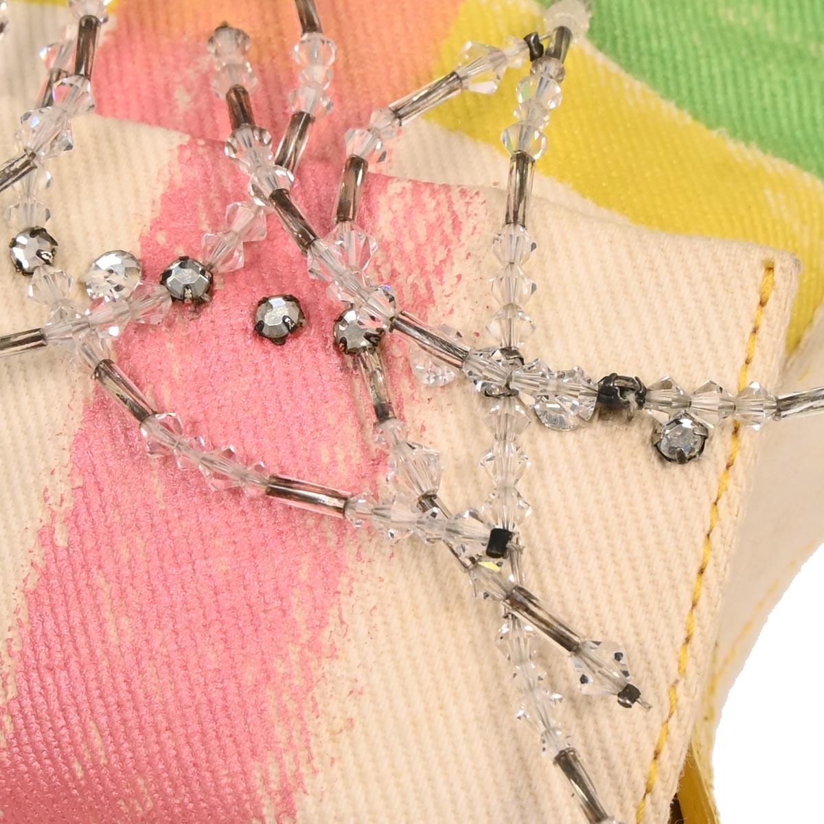 Fendi * White Canvas Python Beads Baguette Handbag