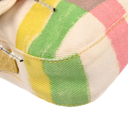 Fendi * White Canvas Python Beads Baguette Handbag