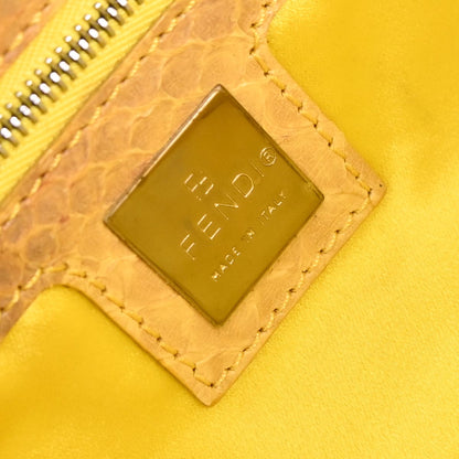 Fendi * White Canvas Python Beads Baguette Handbag