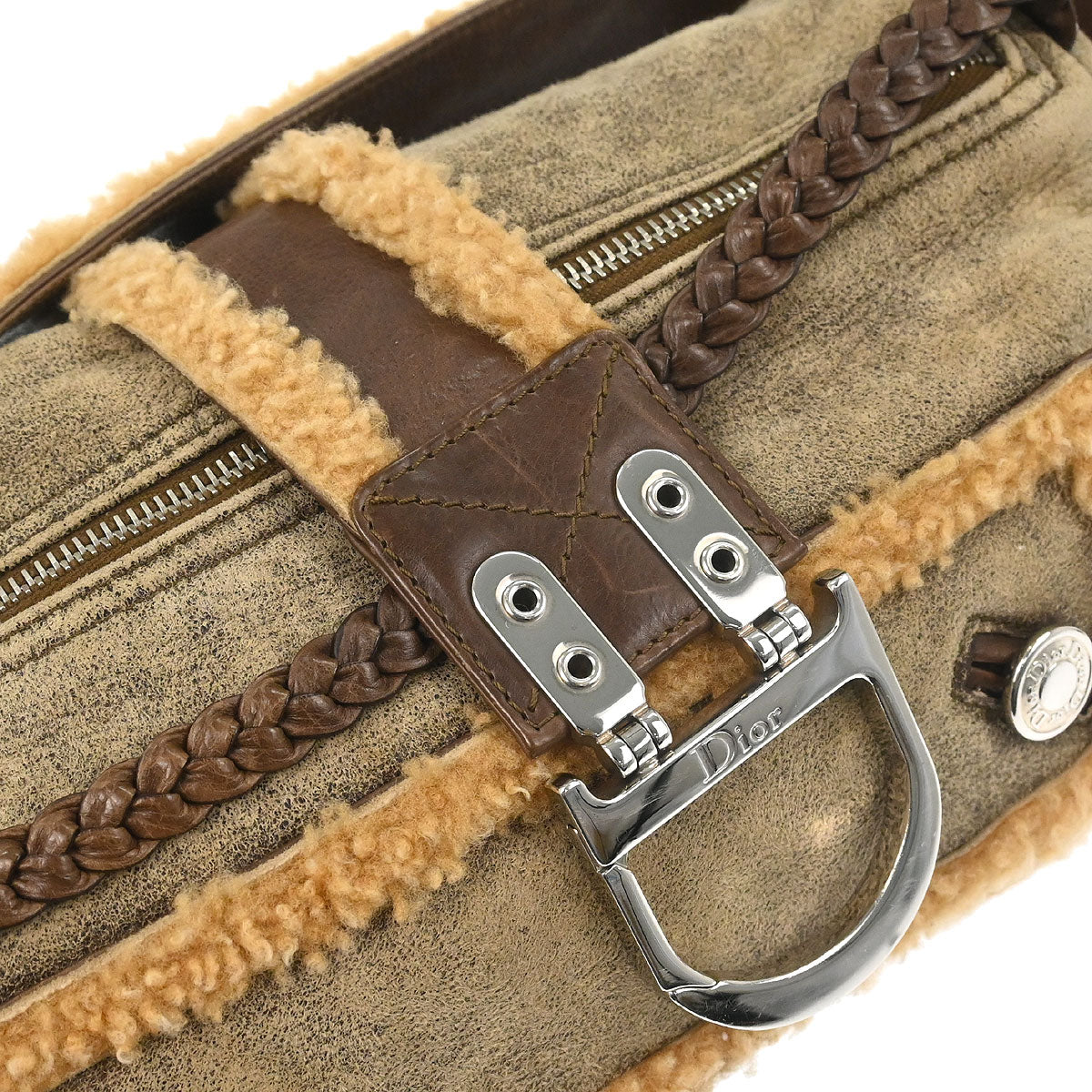 Christian Dior Beige Mouton Flight Handbag