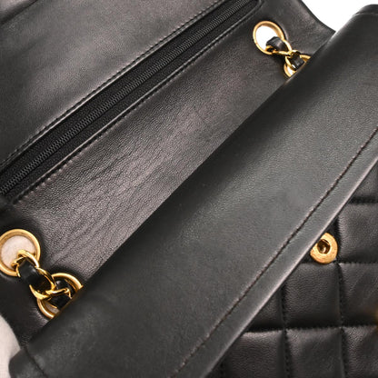 Chanel 1994-1996 Black Lambskin Small Classic Double Flap Shoulder Bag