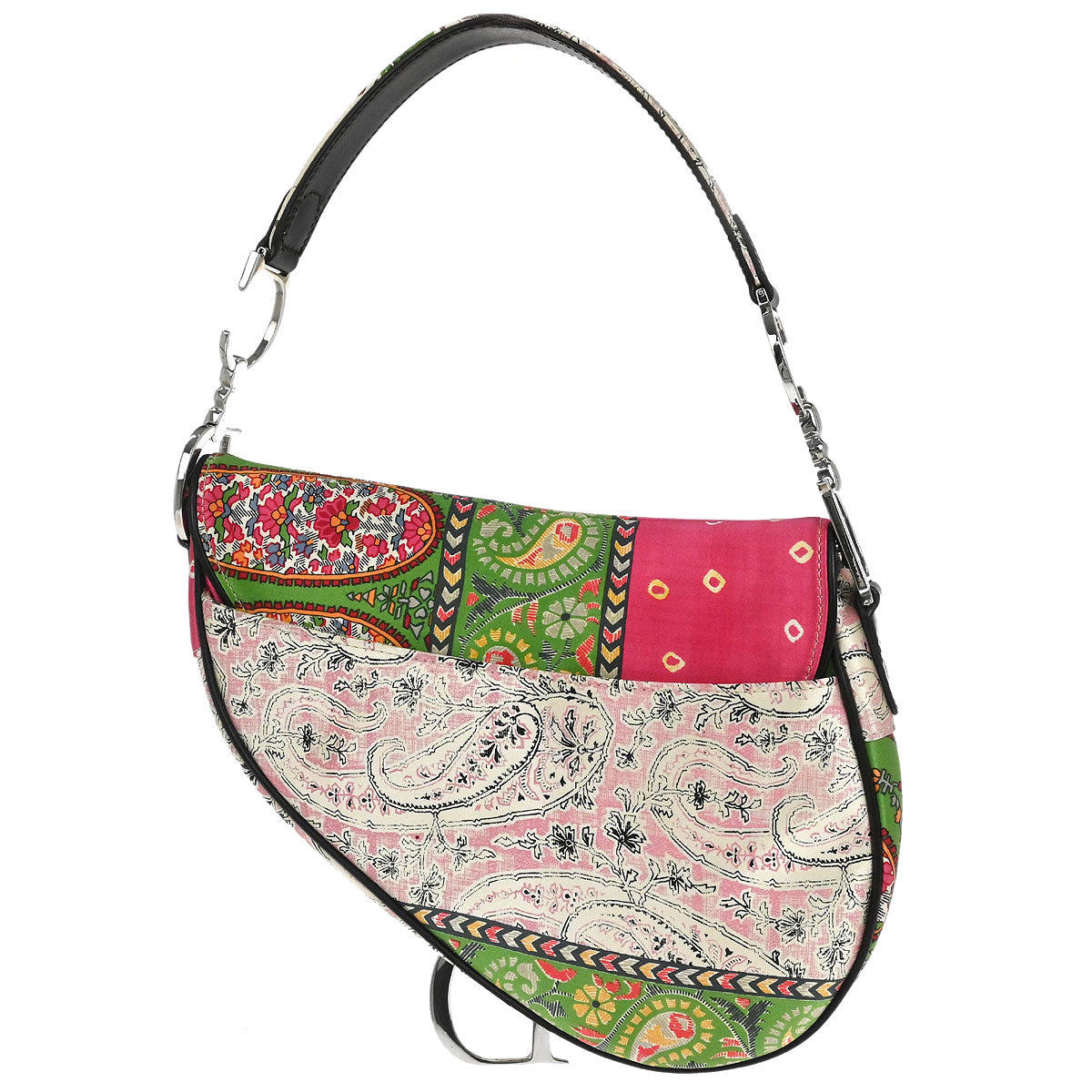 Christian Dior Satin Paisley Saddle Handbag