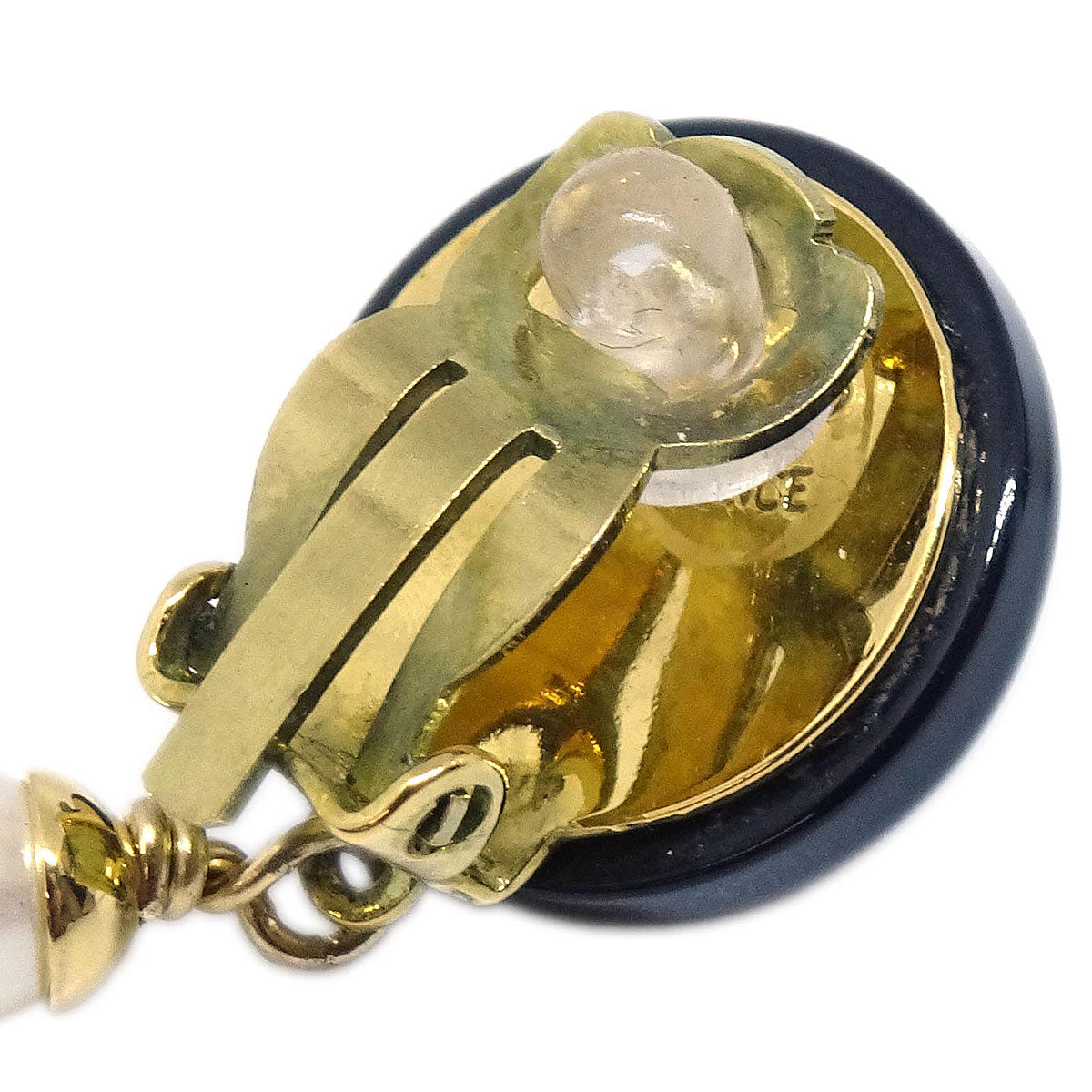 Chanel Gold Costume Pearl Dangle Clip-On Earrings 94A