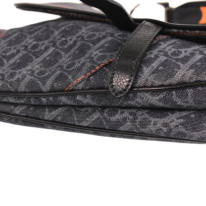 Christian Dior Navy Canvas Flight Trotter Saddle Handbag