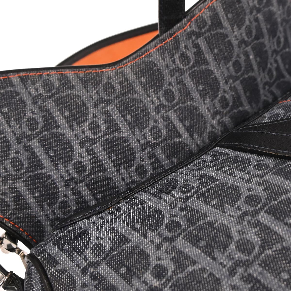 Christian Dior Navy Canvas Flight Trotter Saddle Handbag